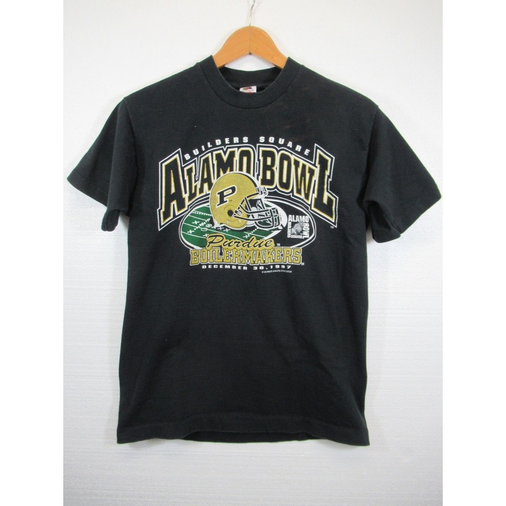 Vintage 90s Purdue University Alamo Bowl T-Shirt Men M Black Fruit of the Loom